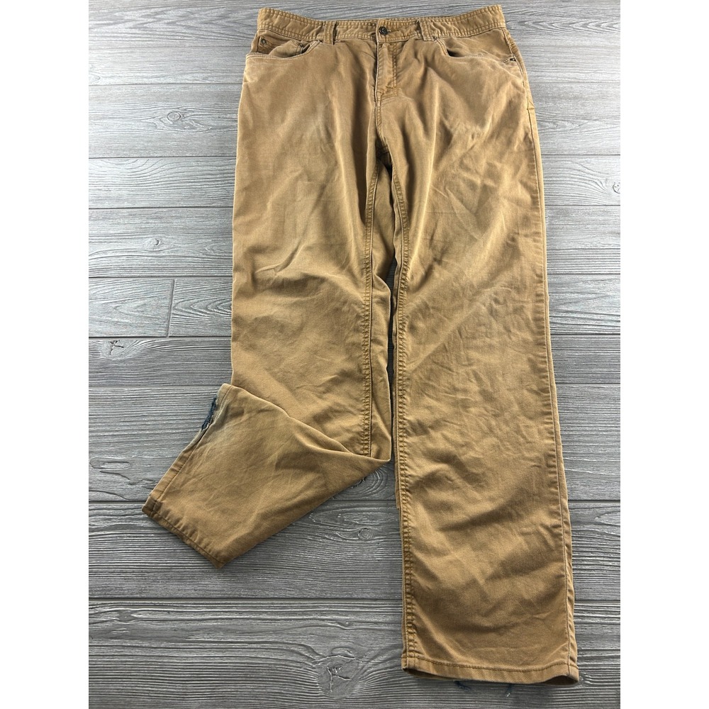 PrAna Pants Mens 36X32 Brown Khaki 5 Pocket Casual Straight Leg Logo Chino